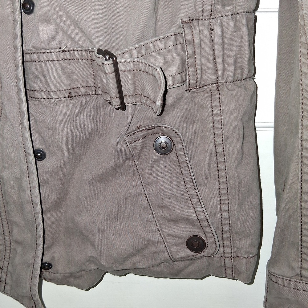 Ann Taylor LOFT Utility Field Jacket Olive Taupe Cotton Military Coat Womens 4P - Picture 12 of 16